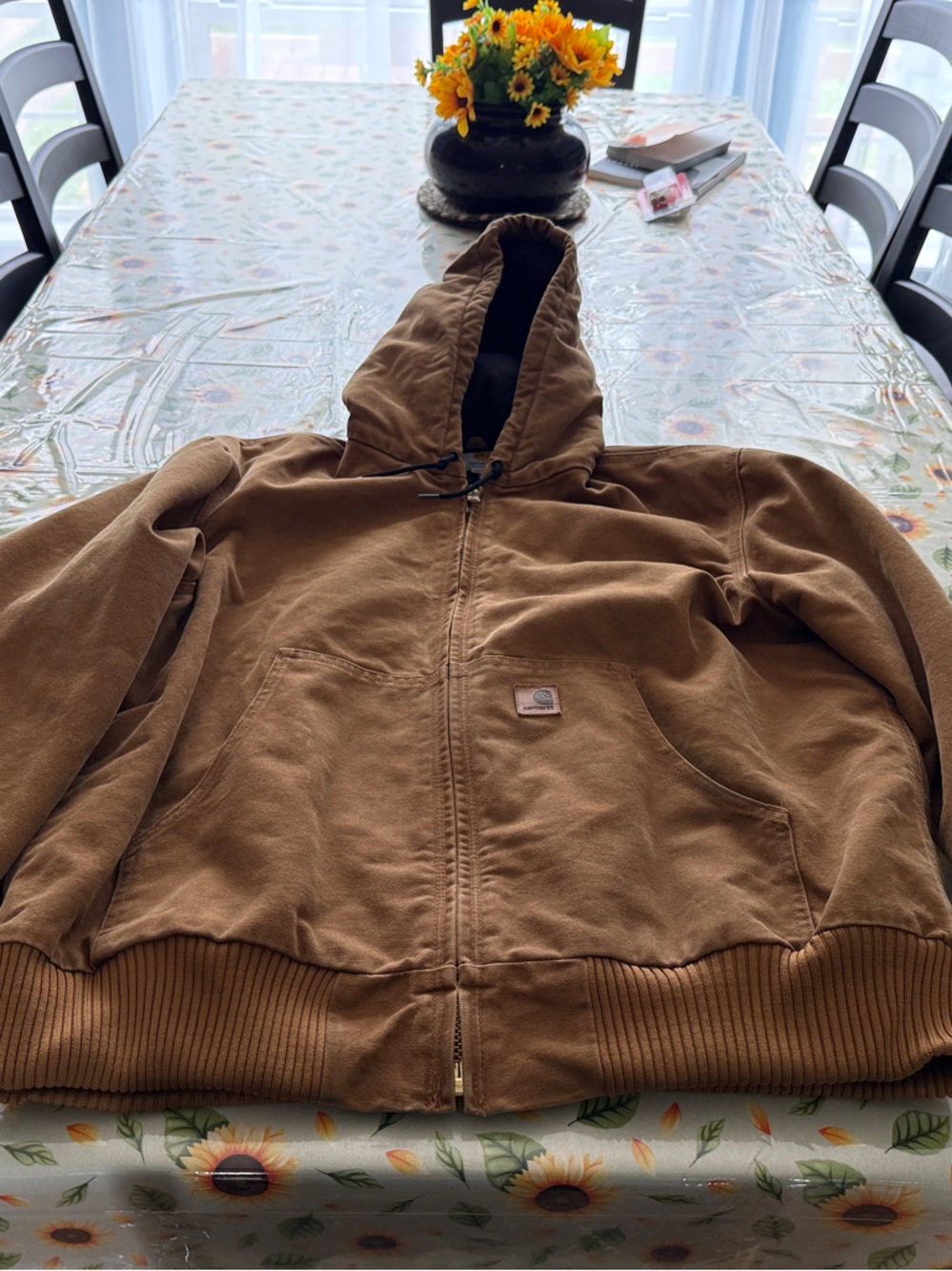 Carhartt Tan Hooded Puffer Jacket for Kids
